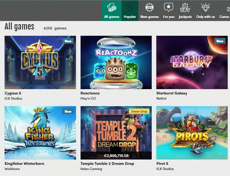 Casinohuone's game themes