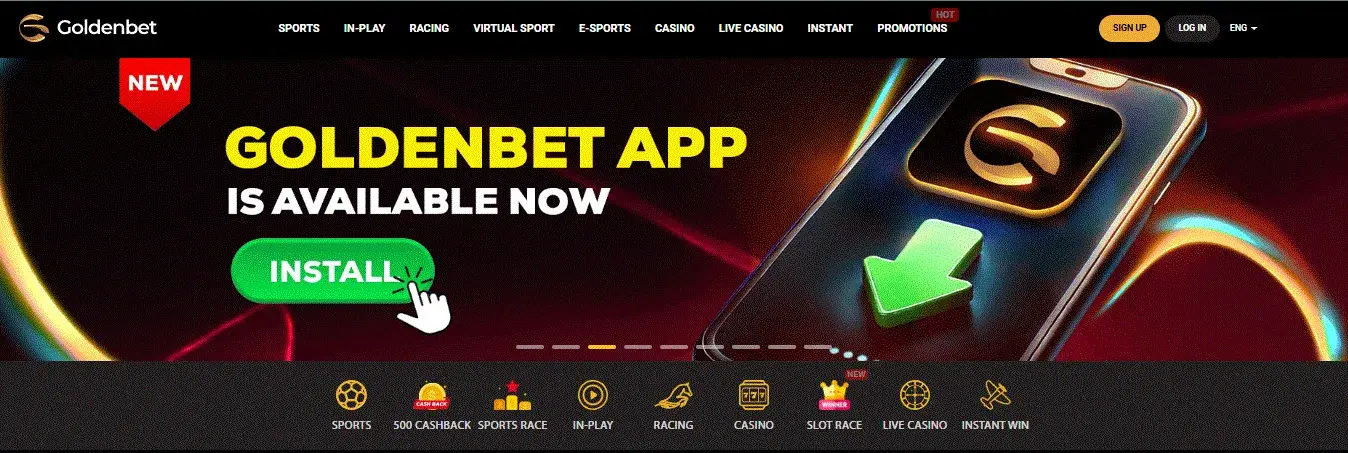 Goldenbet mobile app display