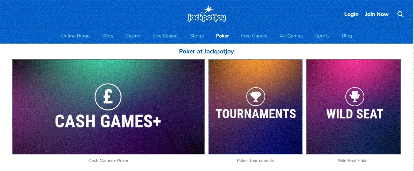 Jackpotjoy poker section