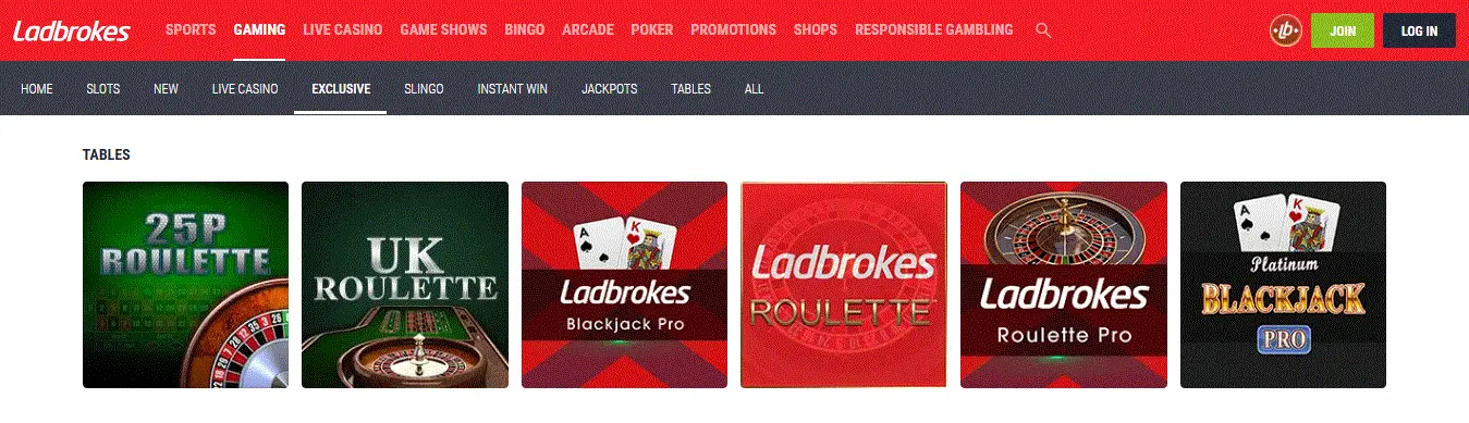 Ladbrokes Casino exclusive table games