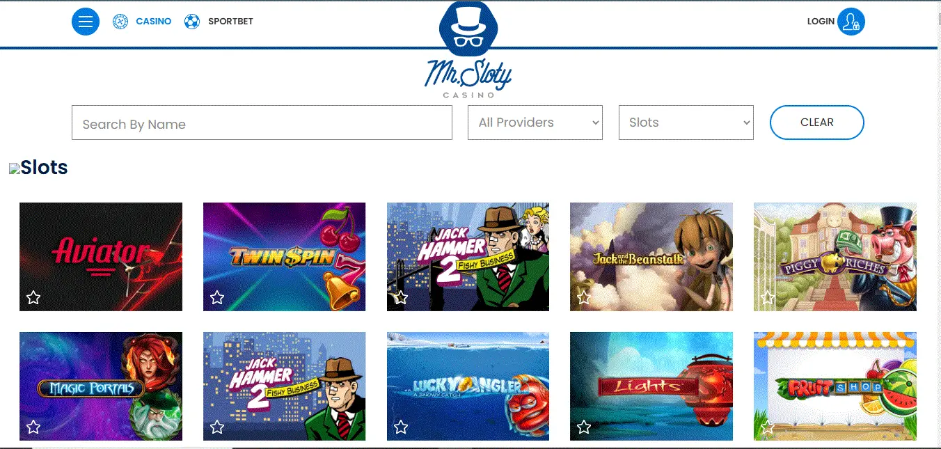 Mr Sloty Casino's top slot games