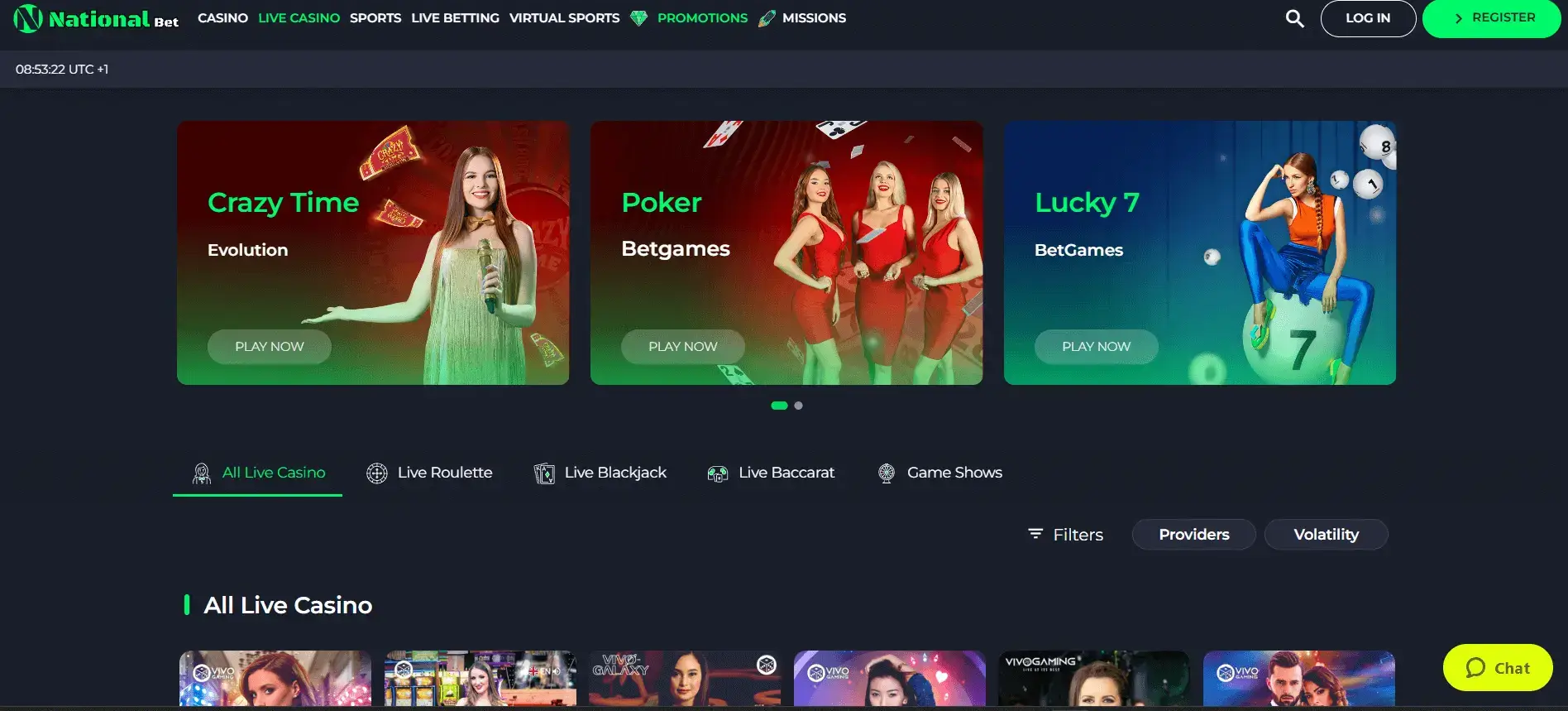 Nationalbet live casino games