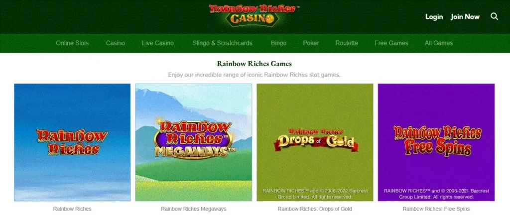 Rainbow Riches themed games