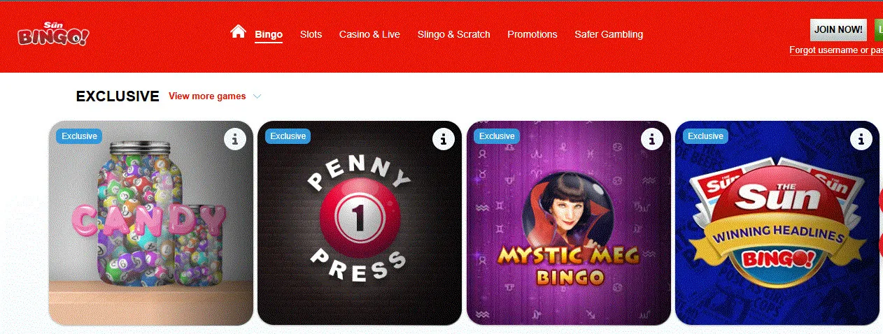 Sun Bingo bingo games
