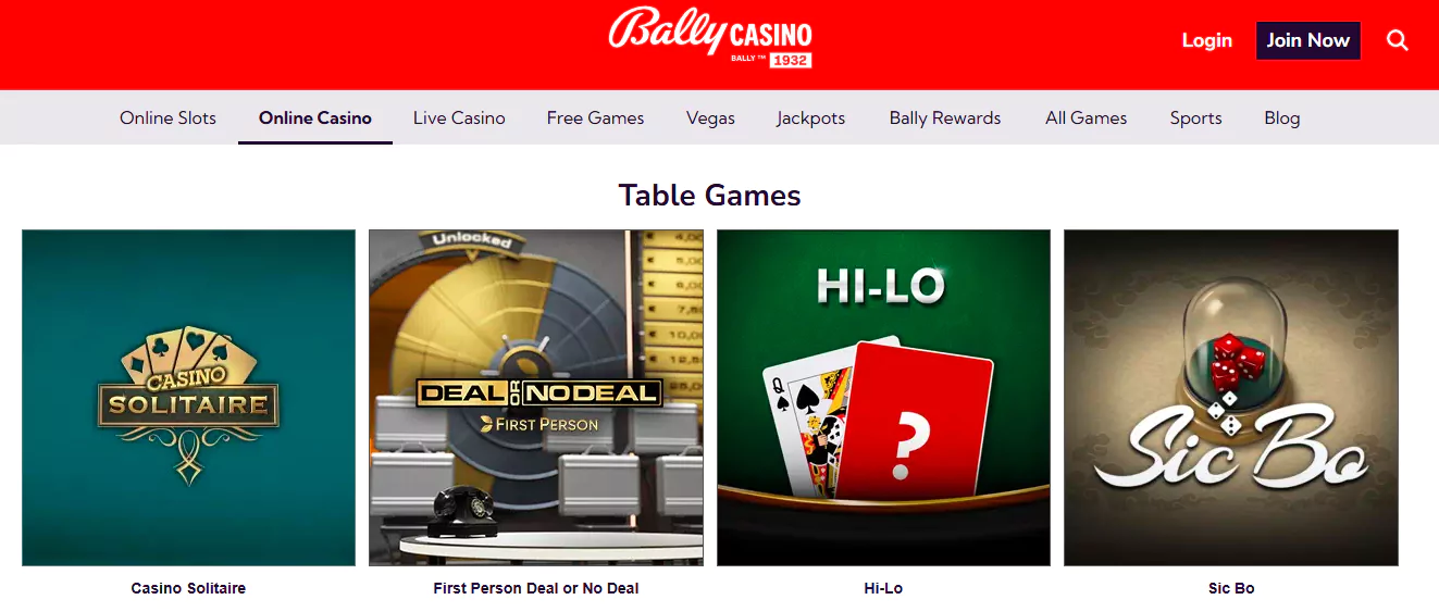 Bally Casino table games