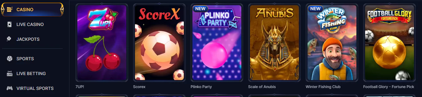 Cazeus Casino's instant games