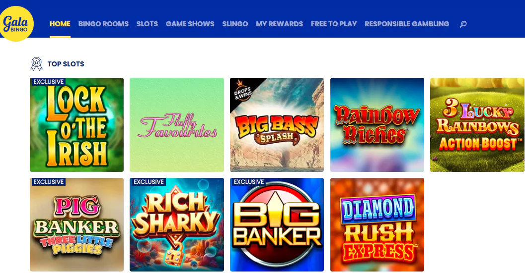 Gala Bingo's top slot games