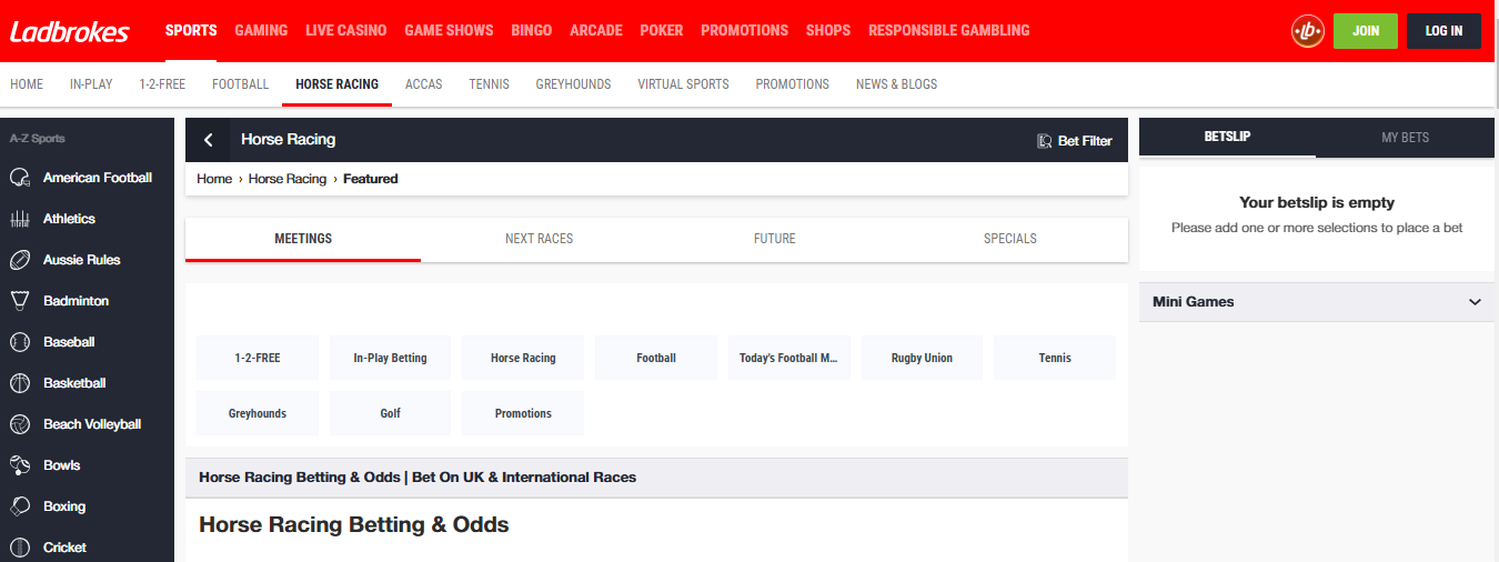 Ladbrokes sports betting options