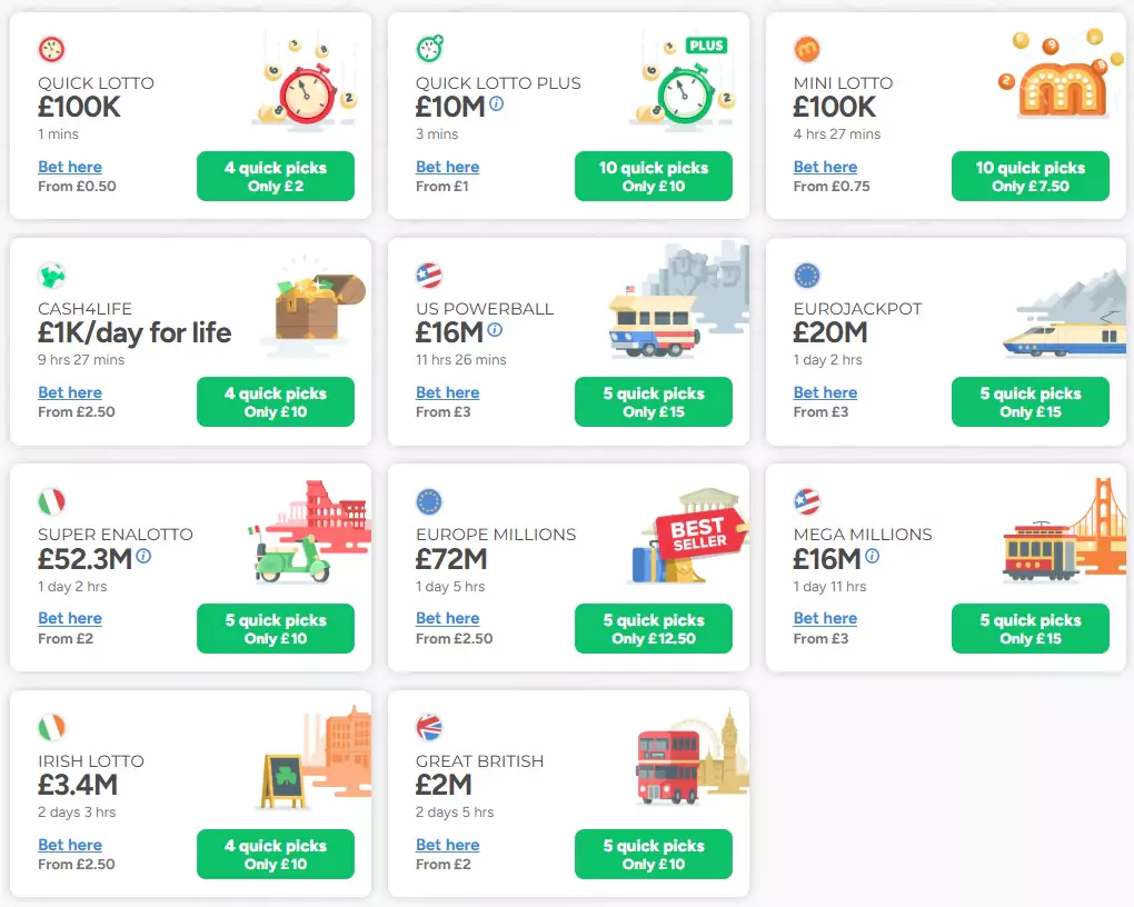 Lottomart available lotteries