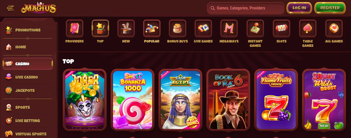 Magius Casino's top games