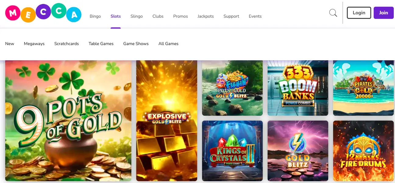 Mecca Bingo slot games