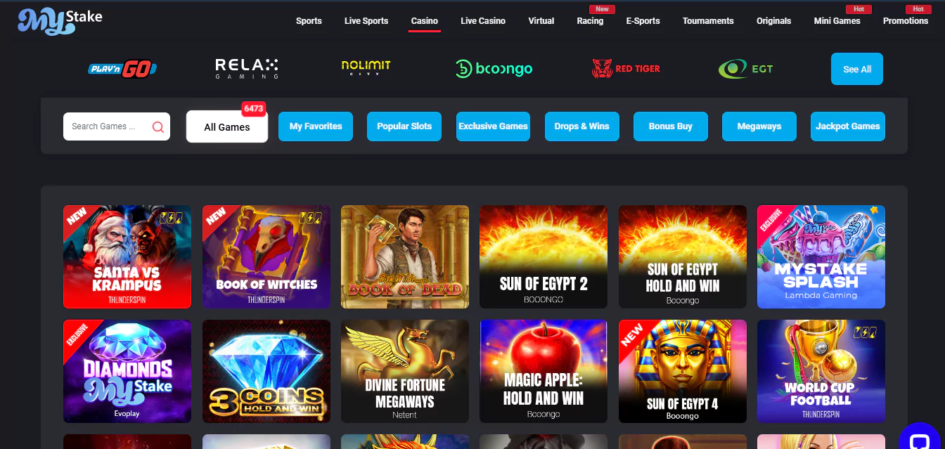 MyStake top games