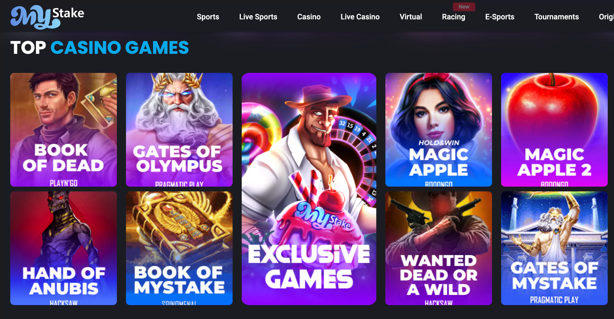 top casino games at MyStake Casino
