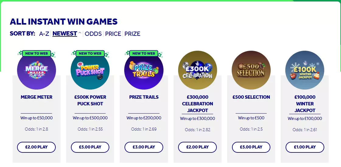 National Lottery instant win games