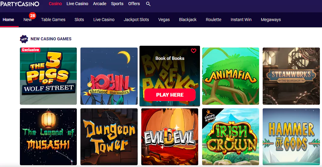 PartyCasino's new casino games