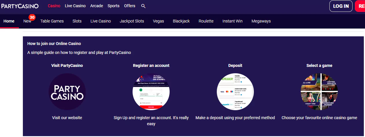 PartyCasino registration guide