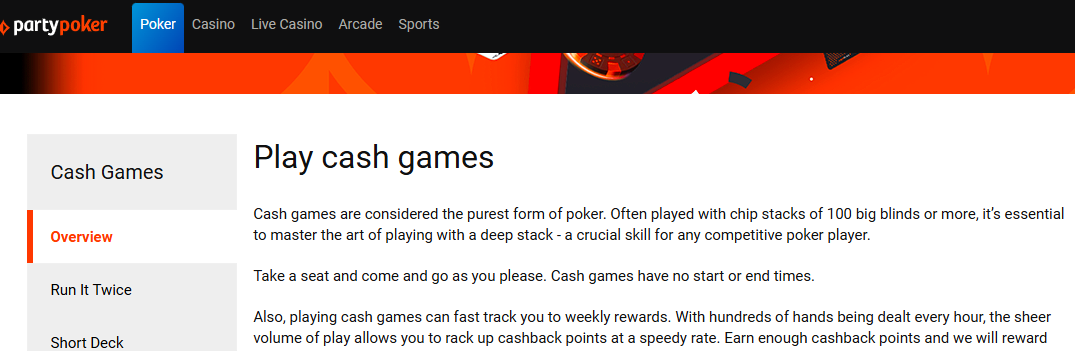 PartyPoker exclusive Play cash games