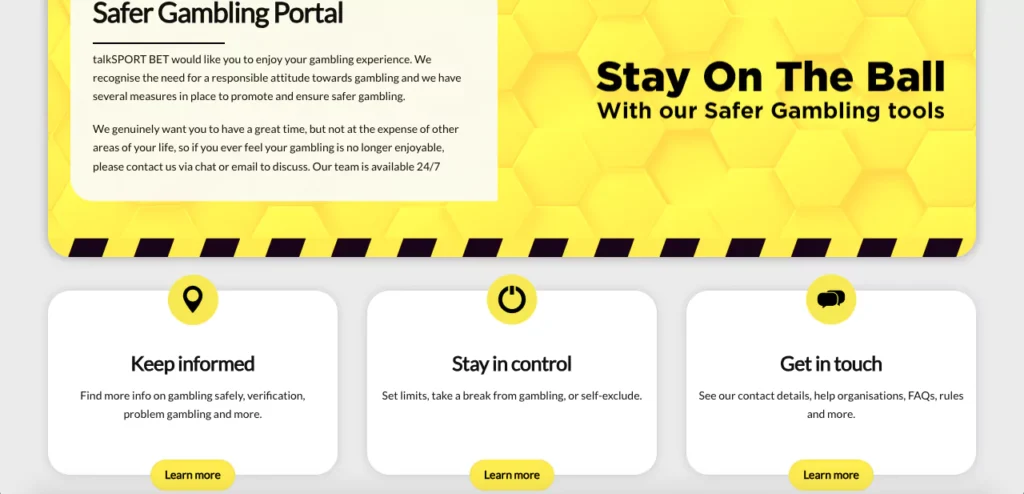 talkSPORT Bet safer gambling tools