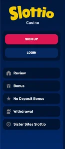 Slottio verticle menu bar