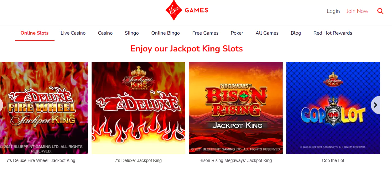 Virgin Games jackpot king slots