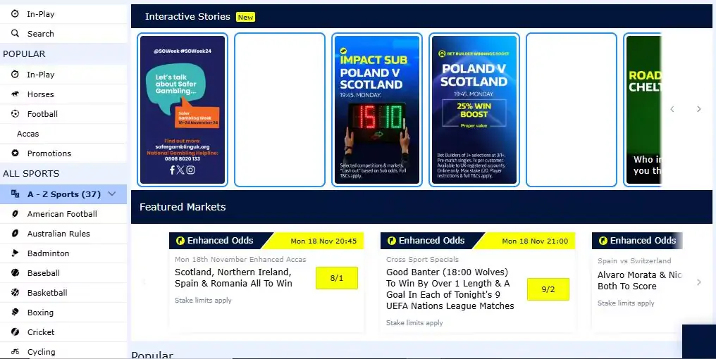 Sports collection at William Hill Casino