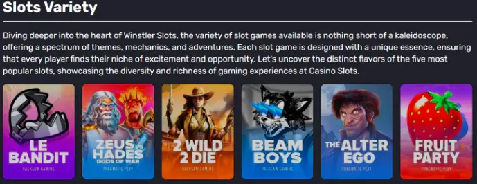 Winstler Casino slot games