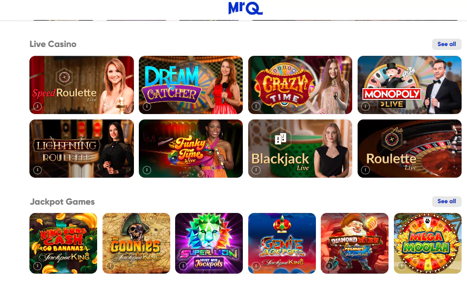 MrQ's live casino games